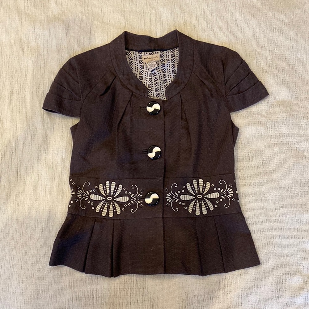Brown embroidered top